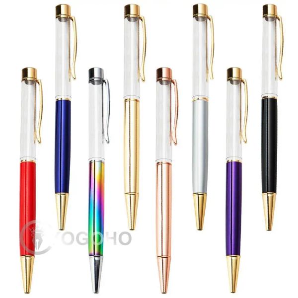 Bolígrafos 20pcs/lote de oro/oro rosa/plata nueva bola de metal pluma creativa de bricolaje a mano hecha con bolígrafo de color cristal bolígrafo vacío metal