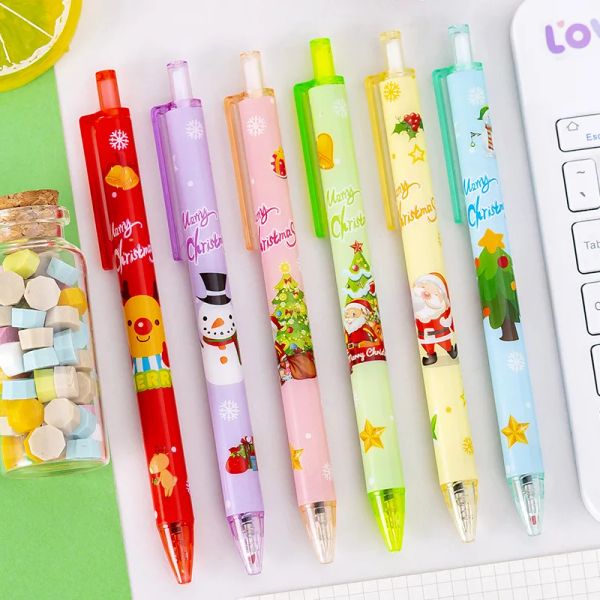 Stylos 20pcs / lot kawaii Christmas Gel rétractable stylo 0,5 mm encre noire mignon wapitre d'arbre de Noël