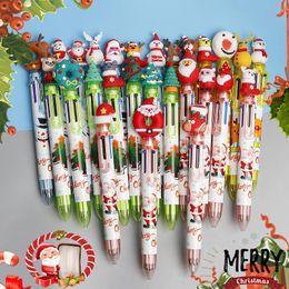 Stylos 20pcs New Gel Pen Cartoon Santa Claus 10Color Press Creative Hand Pen Kawaii Ballpoint Pen Cadeaux Bureau de l'école Gift Stationary Gift