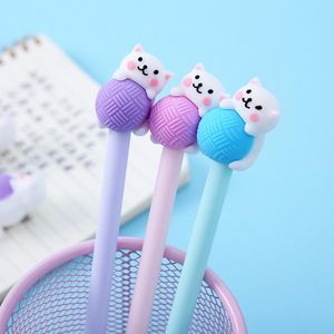 Pennen 24 pc's/veel schattige kat spelen wollen pen balpoint zwarte kleur gel inkt roller ball pen voor het schrijven van kantoor schoolaccessoires f987