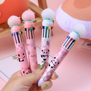 Pens 24 PCS/Lot Kawaii Panda 10 Colors Ballpoint Pen Cute Press Ball Pens School Office Writing Supplies briefpapier cadeau