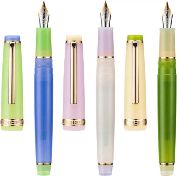 Bolígrafos 3 Jinhao 82 Fuente Pen transparente Color de macarrón mixto EF/F/M Point Gold Ribrete con conjunto de convertidores