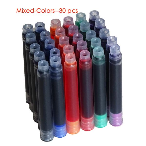 Stylos 30pcs Jinhao Fountain Pen Ink Cartridges Classic Black / Blue / Mixed Color Standard Taille pour Jinhao Duke Baoer Fuliwen Pen, etc.