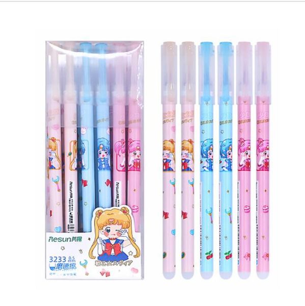 Bolígrafos 36 pcs/lot Beautiful Girl Erasable Gel Pen Lindo 0.38 mm de tinta negra Regalería Paticinería Suministros escolares al por mayor