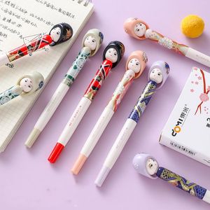 Stylos 36 PCS / lot Gel de poupée ensoleillée japonaise mignon 0,5 mm à encre noire Signature stylos scolaire Écriture Gift promotionnel