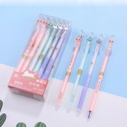 Bolígrafos 36 PCS/lote Kawaii Cat Erasable Gel Pen Líder de 0.5 mm Blue Ink Neutral Regalos Papelería de papelería Escuela Suministros