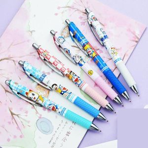 Stylos 36 PCS / Lot Kawaii Doraemon Press Gel stylo mignon 0,5 mm à encre noire Gift Stationery Office School Supplies Wholesale