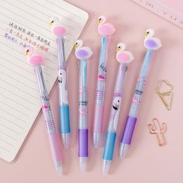 Bolígrafos 36 PCS/LOT Rainbow Unicorn Flamingo 4 Colors Ballpoint Pen Cute Press Ball Pens Escuela Suministros de papelería regalo de papelería