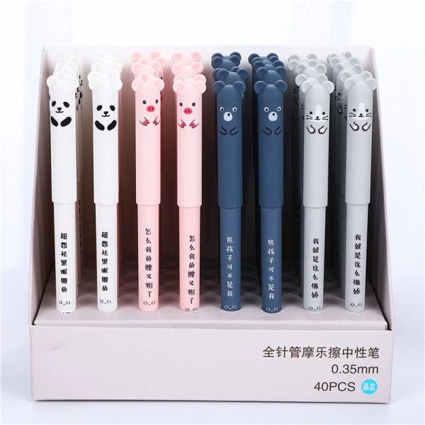 Stylos 36pcs / set drôles drôles stylables effracables mignons panda chat ours cochon kawaii écriture bleu lavable tige gel stylo de papier cool