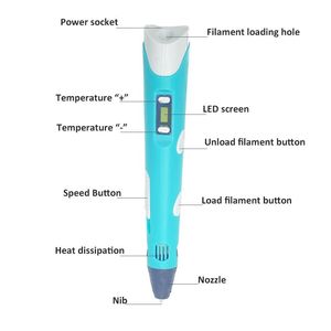 Stylos 3d stylo pour enfants Impression de bricolage LED crayons imprimantes Dessin Gel Arts Artisanat Toys for Childre