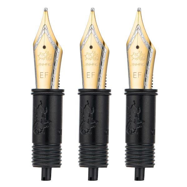 Stylos 3pcs Jinhao # 6 Fountain Pen Nibs pour Jinhao x350, x850, 100, 100 squelette, 9036 9056 Nib métallique remplacé EF / F / M Golden / Silver