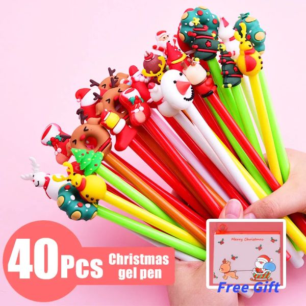 Stylos 40 pcs Christmas Gel stylo en gros en gros mignon kawaii arbre de Noël elfe du Père Noël stylos pour l'écriture du bureau scolaire stationnaire