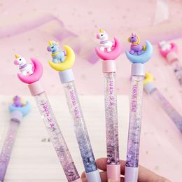 Stylos 40 PCS / lot Unicorn Liquid Sands Sand Gel Sequins décorer Signature Pen Escolar Papollaria Bureau de bureau Gift Promotional