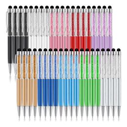 Stylos 40pcs Crystal Ballpoint Pen Bulk Brek Shiny 2 in 1 Slim Crystal Diamond Screen Stylus Black Gel Ink Ballpoint Pinit