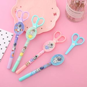 Stylos 40pcs spaceman ciseaux gel stylo élève amusant enfants à la main de la papinerie du bureau de la papinerie du bureau de la papeterie