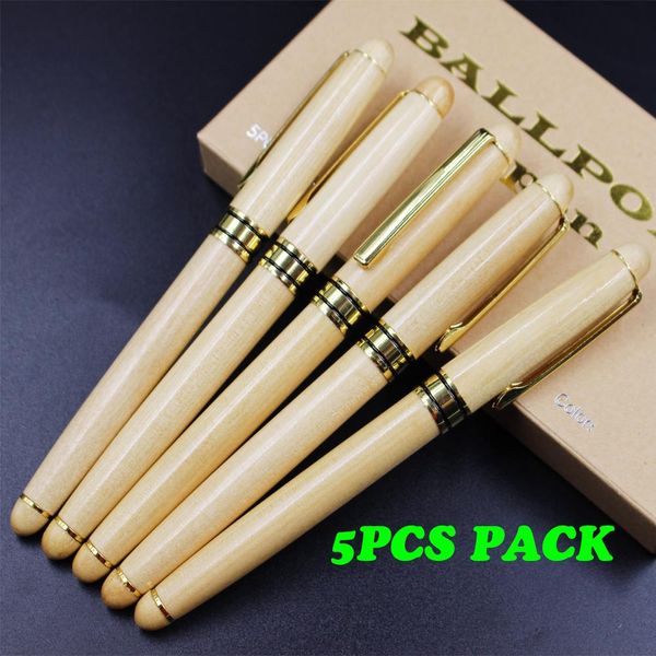 Stylos 5 pièces / lot en bois recyclé encyclé stylo de haute qualité encre stylo roule