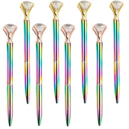 Stylos 50 pcs Big Crystal Diamond Rainbow Metal Ballpoint Pens Office Supplies Christmas Bridesmaid Wedding Birthday Gifts Custom