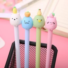 Stylos 50pcs mignon molang rabbit gel stylos kawaii fruit 0,5 mm encre noire signature stylo matériel papeterie cadeau scolaire