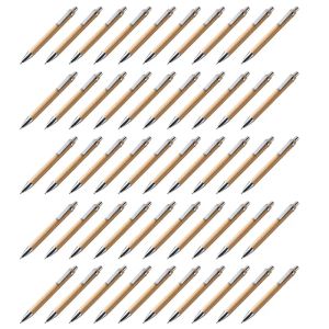 Stylos 50pcs / lot bambou ballpoint stylet stylet contacter le bureau de bureau fournit des stylos écrivains fournit des cadeaux avec de l'encre bleue