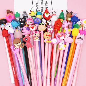 Stylos 50pcs / lot mignon caricature gel stylo 0,5 mm gel noir encre kawaii stylos écrivant un stylo neutre signature de la papeterie de bureau