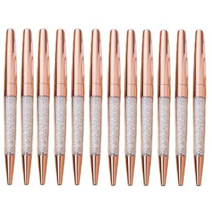 Pennen 50 stks/lot Rose Gold Bling Diamond Fijn Black Ink Crystal Ballpoint Penring Wedding Office Metalen Roller Ball Gift Aangepast Logo