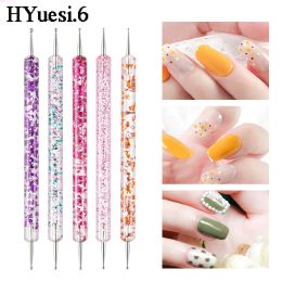 Stylos 5pcs / ensemble Dreended Nail Art Dotting Pen avec des strass de ramification Gandage de gel UV 3D Modèle de fleur de fleur Dessin Paint-Brouss