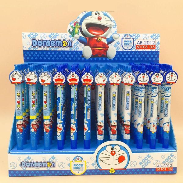 Stylos 60 PCS / lot créatif Doraemon Press Gel stylo mignon 0,5 mm à encre noire Signature Styds Promotionnels Gift Office School Supplies