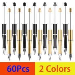 Stylos 60pcs en plastique perle perle perles stylos noirs à bille à billes pour bricolage de bricolage kit de bureau