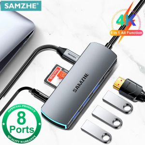 Stylos 8 en 1 USB C Hub 4K HDMICOMPATIBLE RJ45 USB 3.0 pour Book Pro Air iPad Pro Type C USB Hub Agking Station