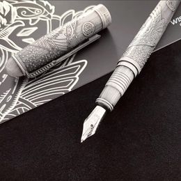 Pensas Art Silver Cream Zodiac Series China Zodiac Metal Fountain Fountain Pen Signature Pen Men's y Women's Highend Office Gift Pen