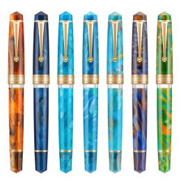 Pens Asvine P20 Piston remplissage Fountain Pen Acrylique Beautiful Patterns EF / F / M NIB AVEC CLIP GOLD