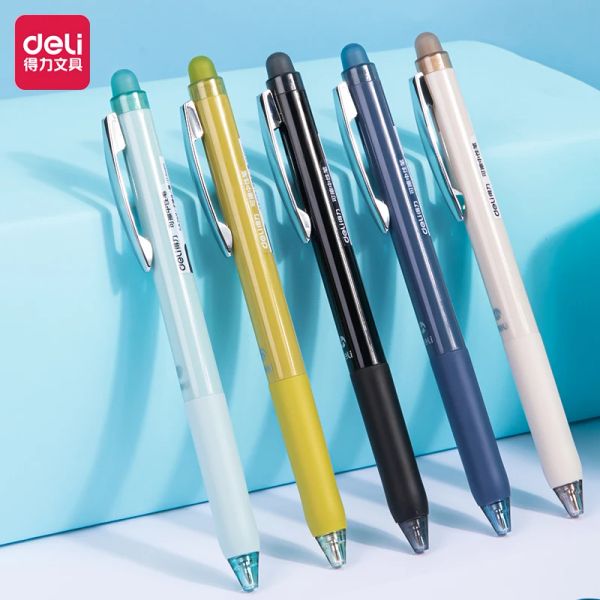 Pens Deli 5pcs 0,5 mm Noir Crystal Blue Ink Gel Gel Pen High Quality Bureau Supplies School Supplies Stationnery pour l'écriture