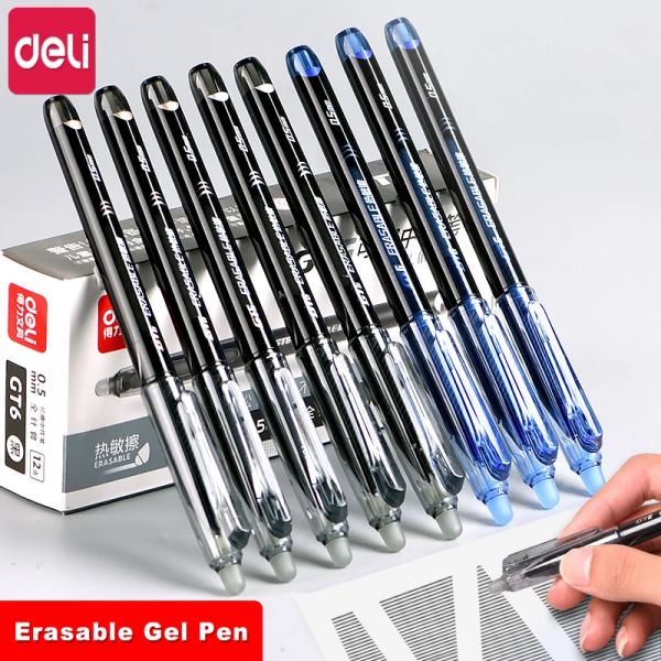 Bolígrafos de gel de gel de bolígrafos bolígrafos porosos de 0,5 mm recarga de tinta azul negra con borradores de borrado de calor sensibles a la papelería de oficina