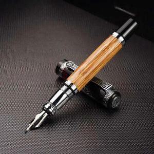 Pens Duke 551 Classic Confucius Natural Bamboe Metal Fountain Pen Pen kalligrafie Pen Medium / gebogen iridium 0,7 mm / 1,2 mm voor kantoorgeschenk