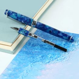 Stylos plume plume en encre Full Metal Clip stylos Majohn New Moon Resin Fountain Pen Iridium Extra Fine Nib School Office Supplies