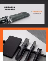 Bolígrafos genuino cuero negro fuente de lápiz bolígrafo