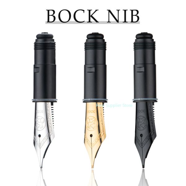 Stylos allemand # 6 Bock Fountain Pen Nib Part Original Importée EF / F / M / B Taille de rechange, noir / or / argent