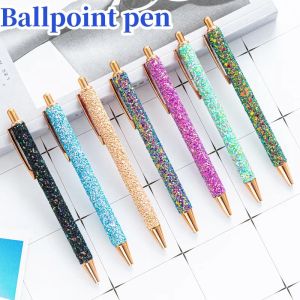 Pennen glitter poeder balpen schattige multicolor zakelijke pailletten metalen bal pennen schrijven kantoor schoolbenodigdheden studenten briefpapier