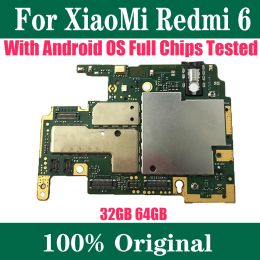 La version globale de stylos fonctionne bien déverrouillé les circuits principaux de la carte 32 Go 64 Go pour Xiaomi Redmi 6 Board de logique de carte mère originale