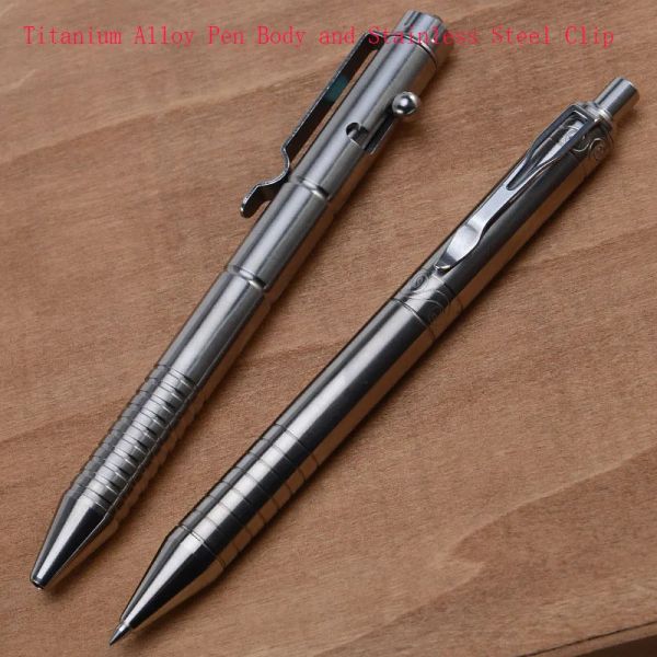 Stylos à main le stylo à pistolet à la main Gel TC4 Titanium Alloy Signature Pen with Clip Polishing Process Tactical Pen défense Edc Outdoor