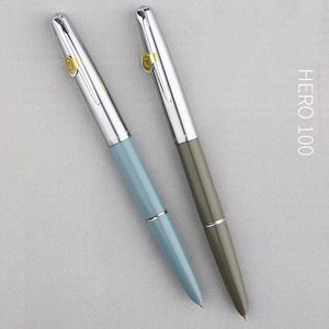 Pennen Hero 100 14K Gold Nib Classic Fountain Pen Authentieke kwaliteit Metal All Steel / Semisteel Outstanding Ink Pen Writing Gift Set