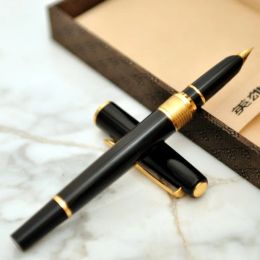 Pens Hero 3801 Black Gold Clip Fountain Pen Retro Ink Pen Finance Nib Fine 0,5 mm Business Office School fournit la papeterie