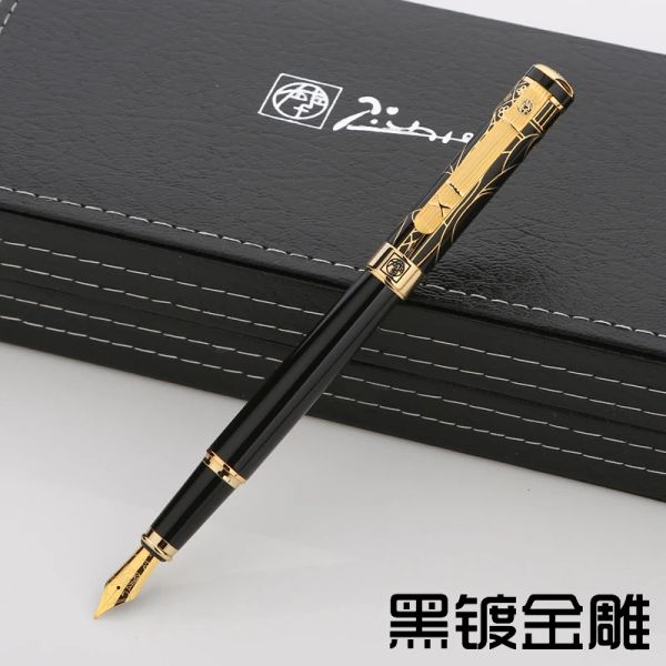 Stylos Highend Matte Noir Fine Nib Fountain Pen Business Office Office Gift Picasso Pimio 932 Silver Clip Ink Pens avec une boîte cadeau de luxe