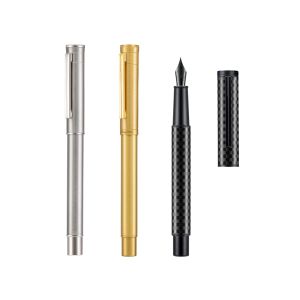 Bolígrafos Hongdian 1861 Forest Fountain Pen Ef/F/M/Bent Nib, Fibra de carbono clásica, Metal Smooth Writing Pen Set