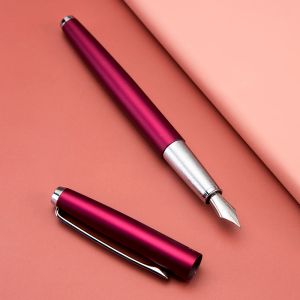 Pens Hongdian 525 Metal Red Fountain Pen Matte Barrel Iridium EF / Small Bent 0,4 / 0,6 mm Ink Pen Office Business Writing Gift Ink Pen