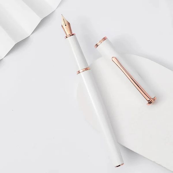 Pens Hongdian 920 Rose Gold Fountain stylo Extra Fine / Fine Finage 0,4 / 0,5 mm Enk Pen for Ladies Business Office School fournit la papeterie