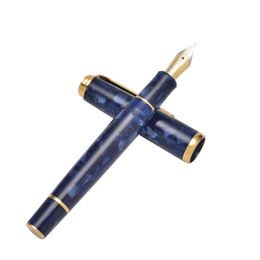 Pens Hongdian N1 Retro Acryl Resin Fountain Pen Nebula -serie EF NIB Dark Blue Office Pen met Converter Writing Business Gift Pen