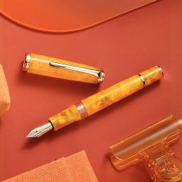 Stylos Hongdian N1S Acrylique Fountain Pen Retro Piston Remplissage Écriture Encre stylo pour la calligraphie Business Signature Office Supplies Ef Nib