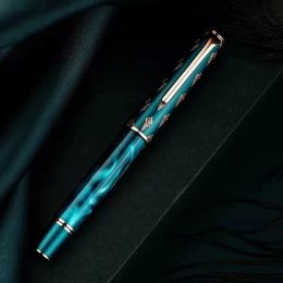 Pens Hongdian N7 Fountain Pen Beautiful Pea PEA TOTEM CAP RÉSIN PISTON PENRE EF / F 0,4 / 0,5 mm Gift Office de l'écriture lisse