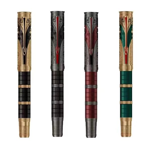 Pens Hongdian Qin Dynasty Series Piston Fountain Fountain Pen Extra Fine / Fine Nib Exquis Retro Calligraphie Écriture Stravated Chinese Style